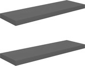 vidaXL - Wandschappen - zwevend - 2 - st - 80x23,5x3,8 - cm - MDF - hoogglans - grijs