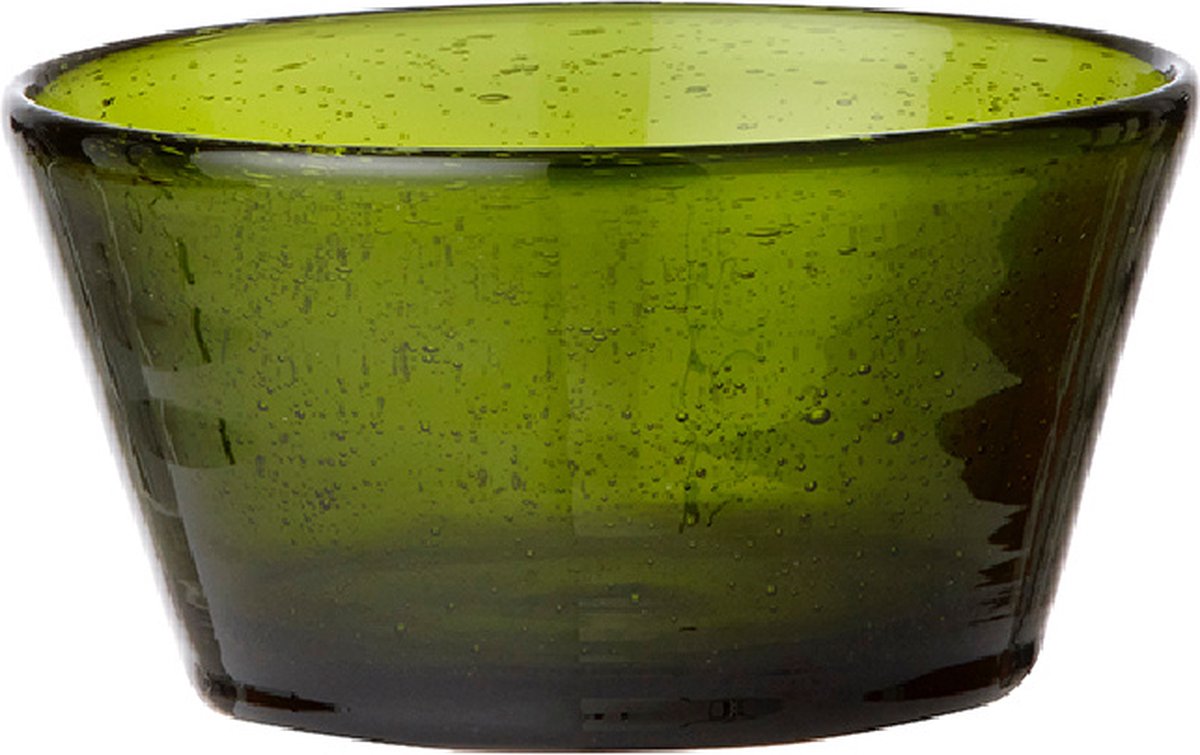 Bungalow schaaltjes van groen belletjesglas, set van 2