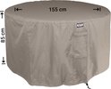 Bruine ronde tuinsethoes van 155 cm diameter en 85 cm hoog.