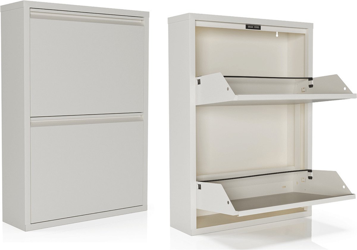 Schoenenkast Bodi 2-vaks Wit (set van 2)