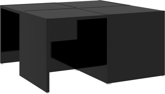 vidaXL - Salontafels - 4 - st - 33x33x33 - cm - bewerkt - hout - hoogglans - zwart