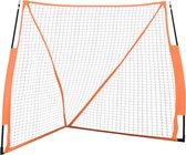 vidaXL - Honkbalnet - draagbaar - 183x182x183cm - staal - polyester - oranje - zwart
