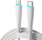 Toocki Oplaadkabel 'Fast Charging' - USB-C naar Lightning - 20W 3A Snellader - Power Delivery - 1 Meter - voor Apple iPhone 8/X/XS/XR/11/12/13/14/SE, iPad, AirPods, Watch - Tot 3 Keer Sneller - gevlochten Nylon - LED Indicator - Apple Carplay - WIT