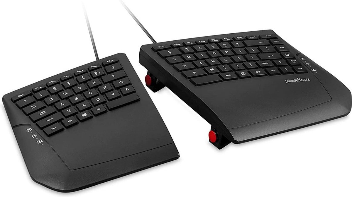 Perixx Periboard-524B Bedraad ergonomisch gesplitst toetsenbord – Gesplitst compact design – TKL – Verstelbare splitsing en hoogte- QWERTY/US