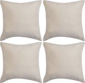 vidaXL - Kussenhoezen - 4 - stuks - beige - imitatie - suède - 40x40 - cm - polyester