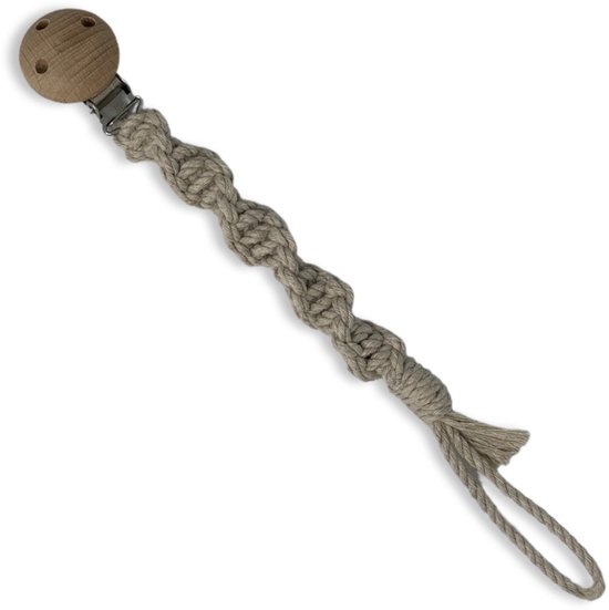 Macramé Speenkoord 'Spiral' - Beige - Katoen - Macramé - Handgemaakt in Nederland - Inclusief Verzendkosten van Juusje Design — afbeelding 2