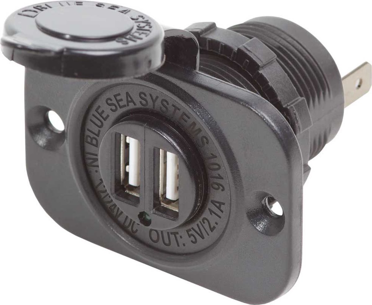 Blue Sea Systems Dubbele Usb-laadcontactdoos 2.1a Zwart