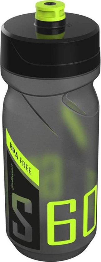 Bidon Polisport S600 met schroefdop - 600 ml - transparant zwart / zwart / lime groen