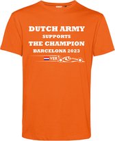 T-shirt Dutch Army Supports The Champion Barcelona 2023 | Formule 1 fan | Max Verstappen / Red Bull racing supporter | Oranje | maat XXL