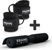 Breaking Limits Barbell Pad + Cheville Straps (2 pièces) - Cheville Strap Fitness - Hip Thrust Pad - Zwart