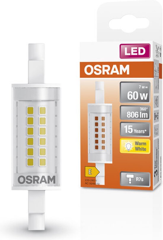 OSRAM LED lamp - Buis R7S 78mm - 7W - 806 lumen - warm wit - helder - niet dimbaar