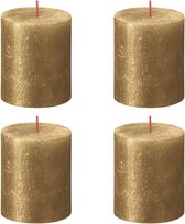 Bol.com Bolsius Stompkaarsen Shimmer 4 st rustiek 80x68 mm goudkleurig aanbieding