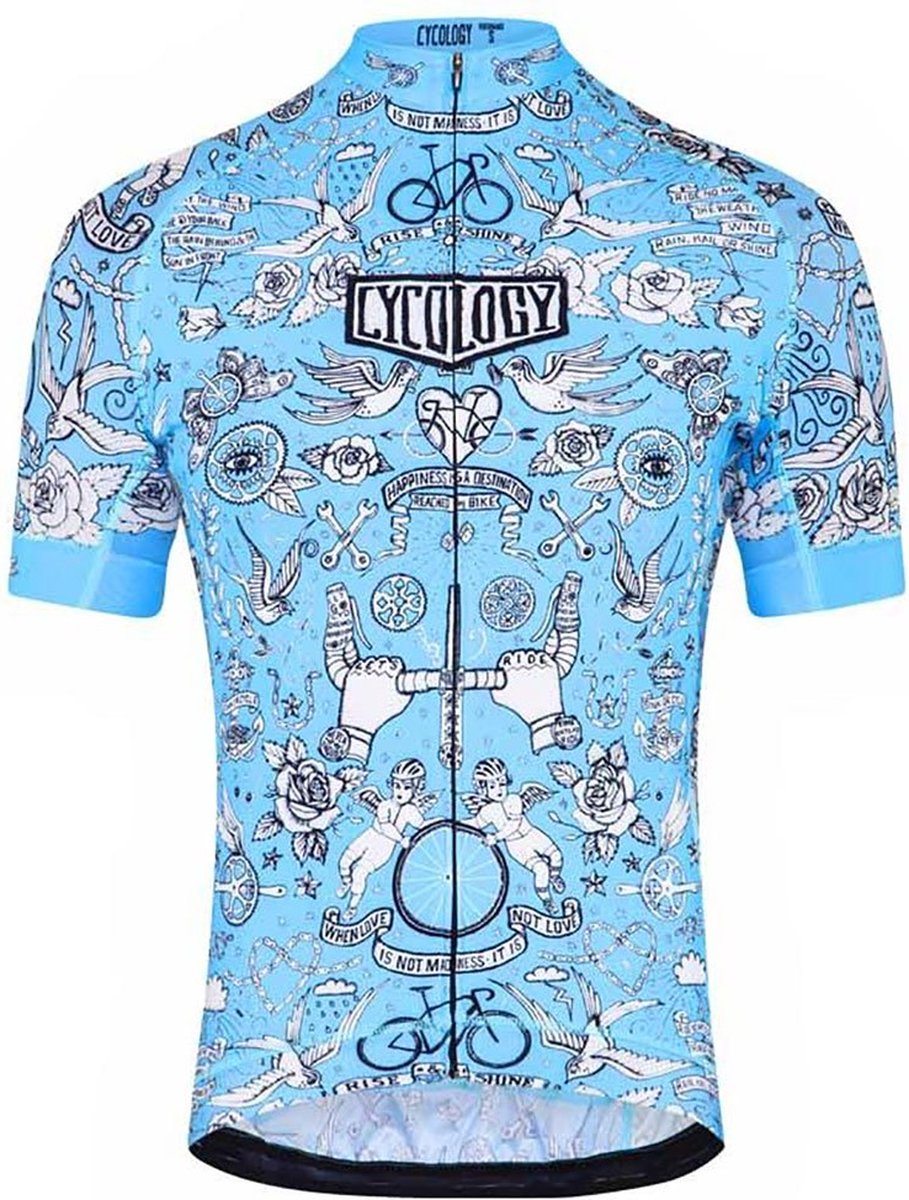 Cycology Velo Tattoo Korte Mouw Wielertrui Blauw M Man