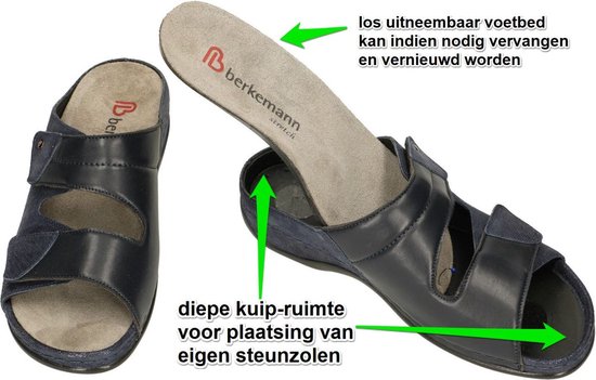 Berkemann -Dames - blauw donker - slippers & muiltjes