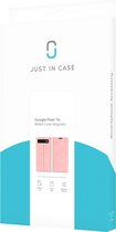 Google Pixel 7a Bookcase hoesje - Just in Case - Effen Roze - Kunstleer