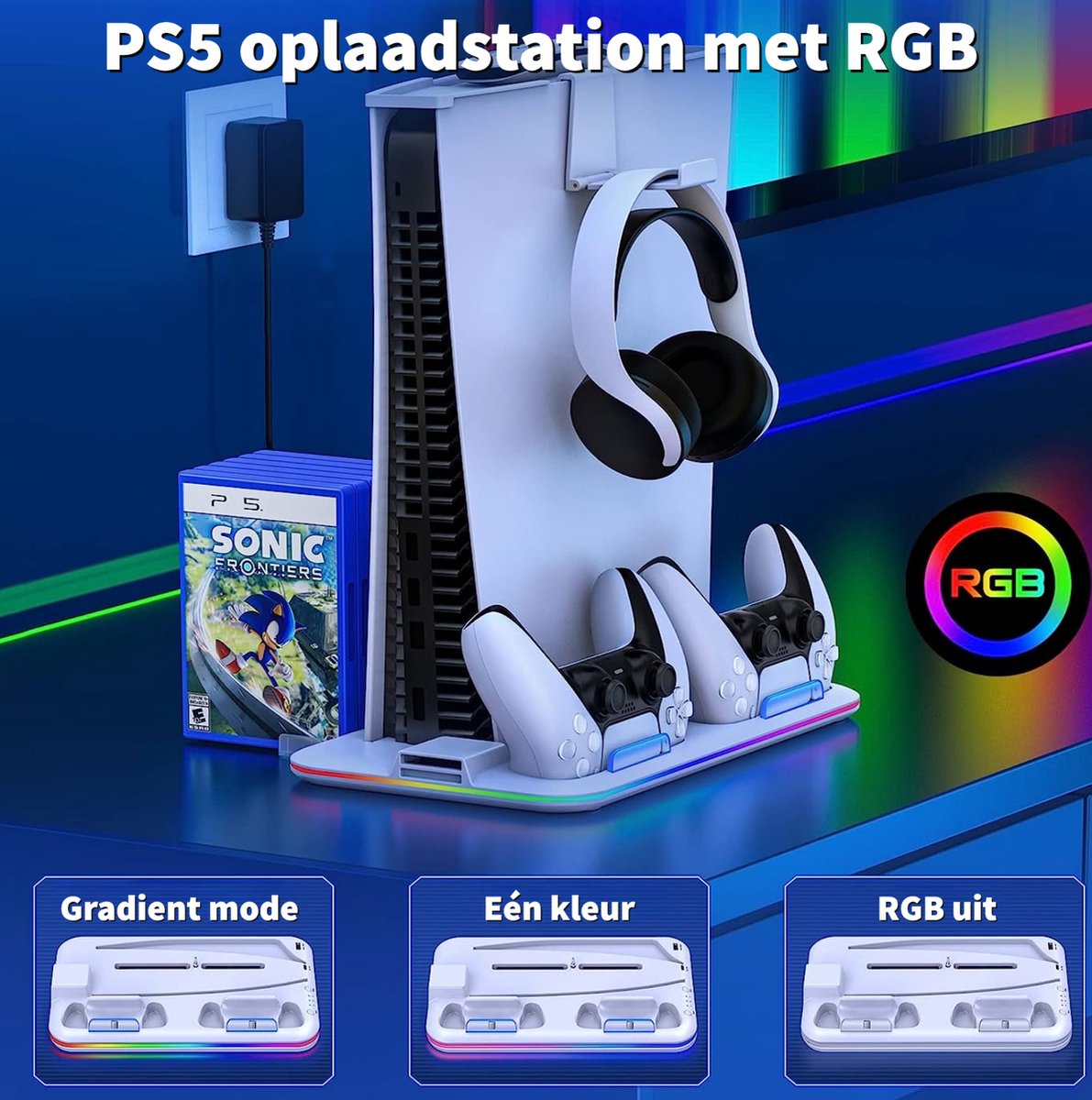Phreeze Docking Station met Charging Station en Ventilatie - Geschikt voor DualSense Controllers en Sony Playstation 5 - Controller Laadstation – foto 2