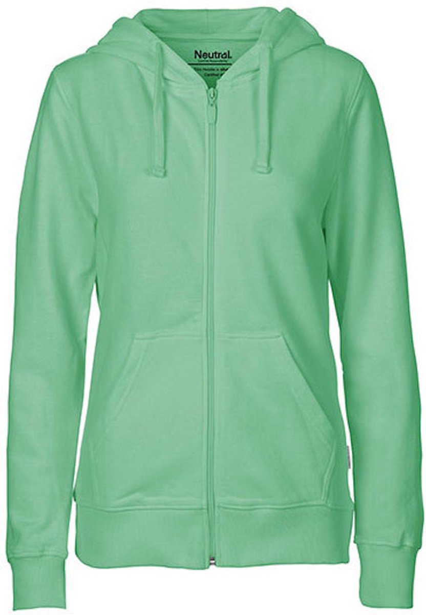 Fairtrade Ladies Zip Hoodie met capuchon Dusty Mint