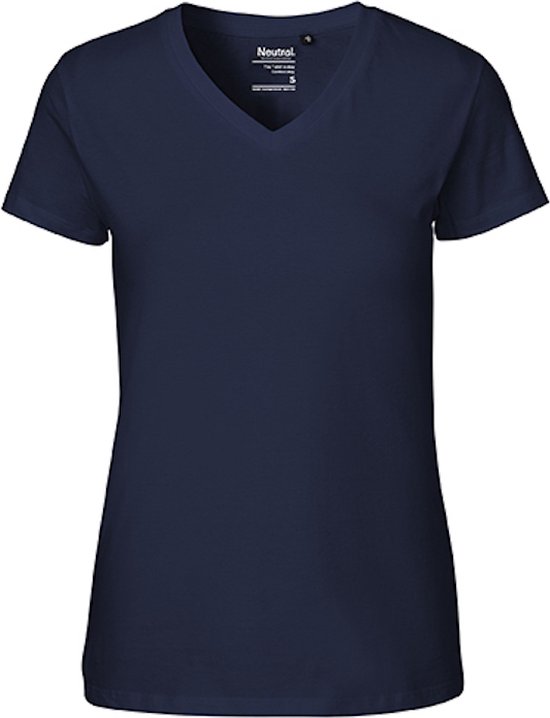 Ladies´ V-Neck T-Shirt met korte mouwen Navy - S