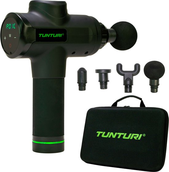 Tunturi MG50 Massage Gun - Incl. Opzetstukken en koffer - Oplaadbaar massage apparaat - Massage pistool - Kleur: zwart