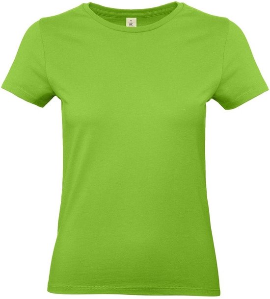 Basic dames t-shirt limegroen met ronde hals - Limegroene dameskleding casual shirts XL