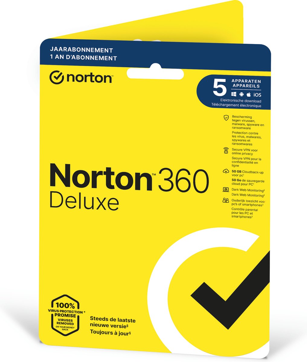Bol.com NORTON 360 Deluxe (12 maanden, voor 5 apparaten) aanbieding
