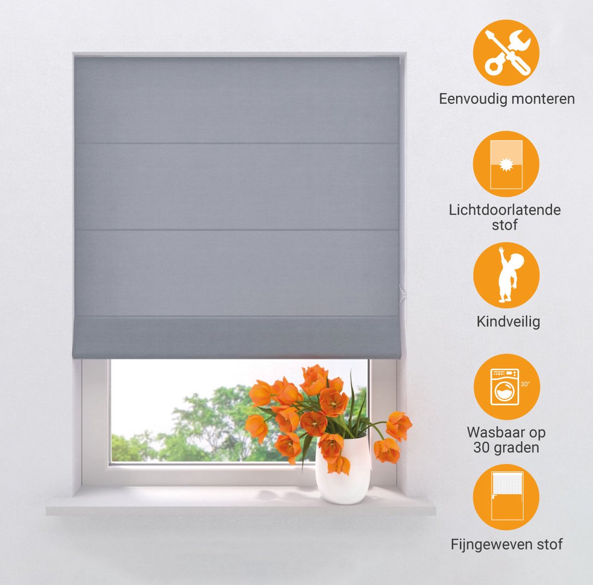 Vouwgordijn Easy Canvas - Grey - 60 x 180 – foto 2