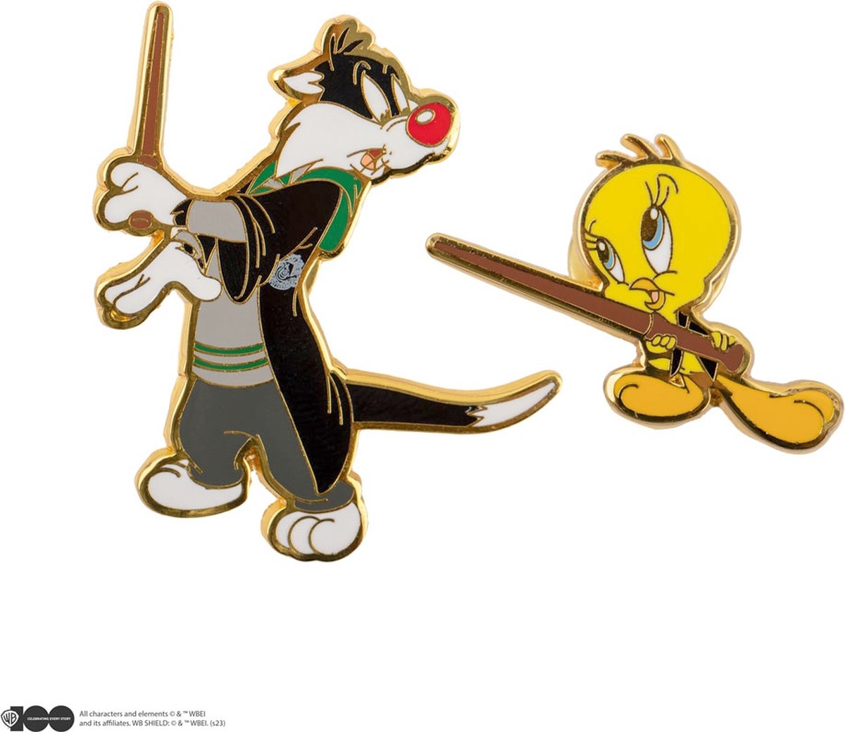 Cinereplicas Looney Tunes - 2-Pack Tweety & Sylvester at Hogwarts Pin - Multicolours