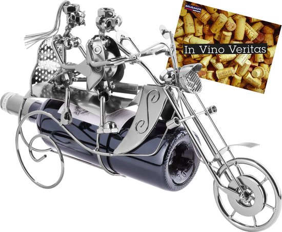 Foto: Brubaker wijnfleshouder motor chopper wijnrek wijn accessoires wijnhouder metaal wijn cadeau motorrijder wijnrek