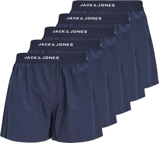 Jack & Jones Wide Boxers JACSOLID 5-Pack Navy Blauw - Taille XXL - Caleçon  ample homme | bol