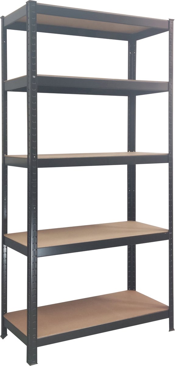 Profeco opbergrek 172x75 cm – Stellingkast – 5 planks x 75kg – Zwart