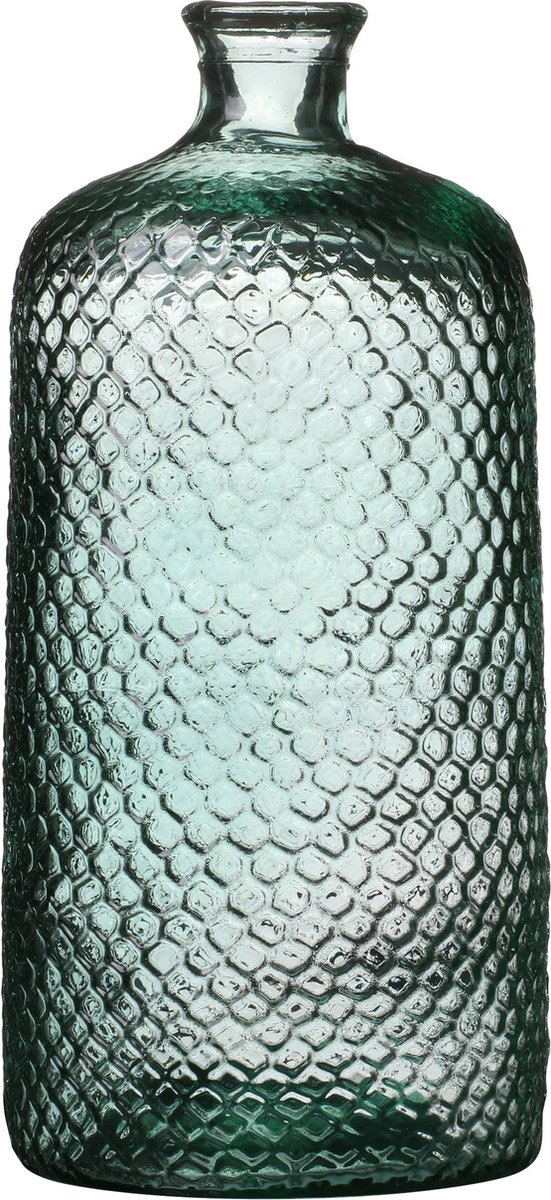 Natural Living Bloemenvaas Scubs Bottle - helder geschubt transparant - glas - 18 x 42 cm - Fles vazen