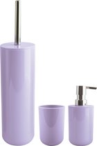 MSV Badkameraccessoire Moods - toiletborstel in houder - beker - zeeppompje - lila paars - kunststof