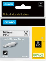 DYMO Rhino industriële Heat-Shrink Tube-labels | 9 mm x 1,5 m | zwarte afdruk op wit | voor Rhino labelprinters