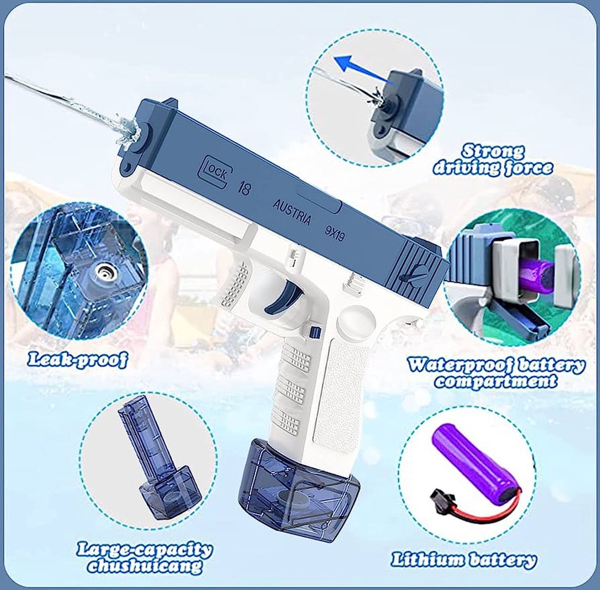 Water Blast Storm Groen Elektrisch Waterpistool Speelgoed (10 meter