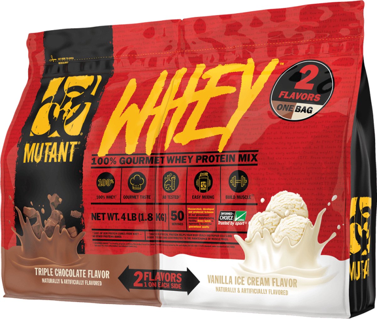 Goedkoopste Mutant Whey - Dual Chamber Bag (4lbs) Triple Chocolate / Vanilla Ice Cream