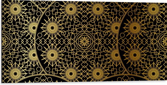 Dibond - Borden met Gouden Geometrische Print - 100x50 cm Foto op Aluminium (Met Ophangsysteem)