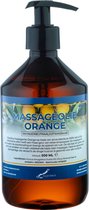 Massageolie Orange 500 ml met pomp - 100% natuurlijk - biologisch en koud geperst