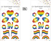 24x Tattoos regenboog - nep tatoo - Festival LGBTQ Regenboog Rainbow Pride thema feest fun
