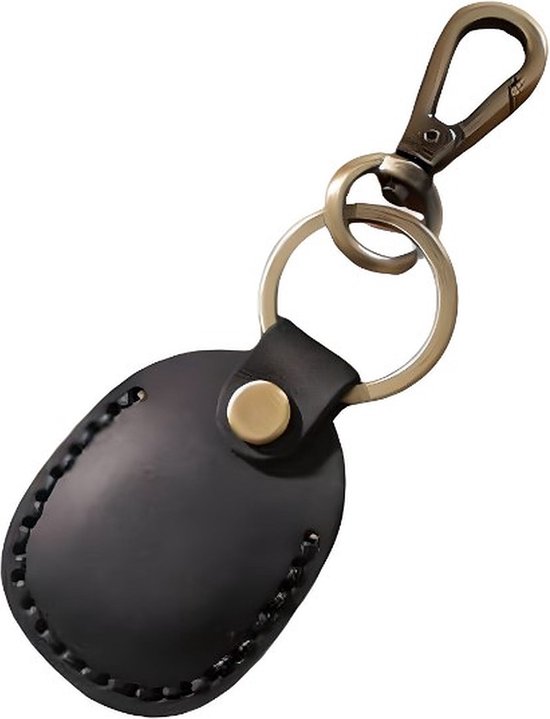 Hilvard – Airtag sleutelhanger – Airtag houder – Airtag hoesje – Keyfinder - Zwart leer - Geschikt voor Apple Airtag - Tracker accessoires
