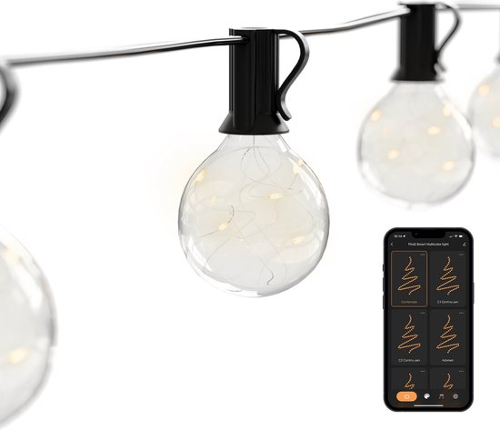 FlinQ Smart LED String Light Multicolor - Smart String of Lights - 20 LED - Guirlande lumineuse pour usage intérieur et extérieur -