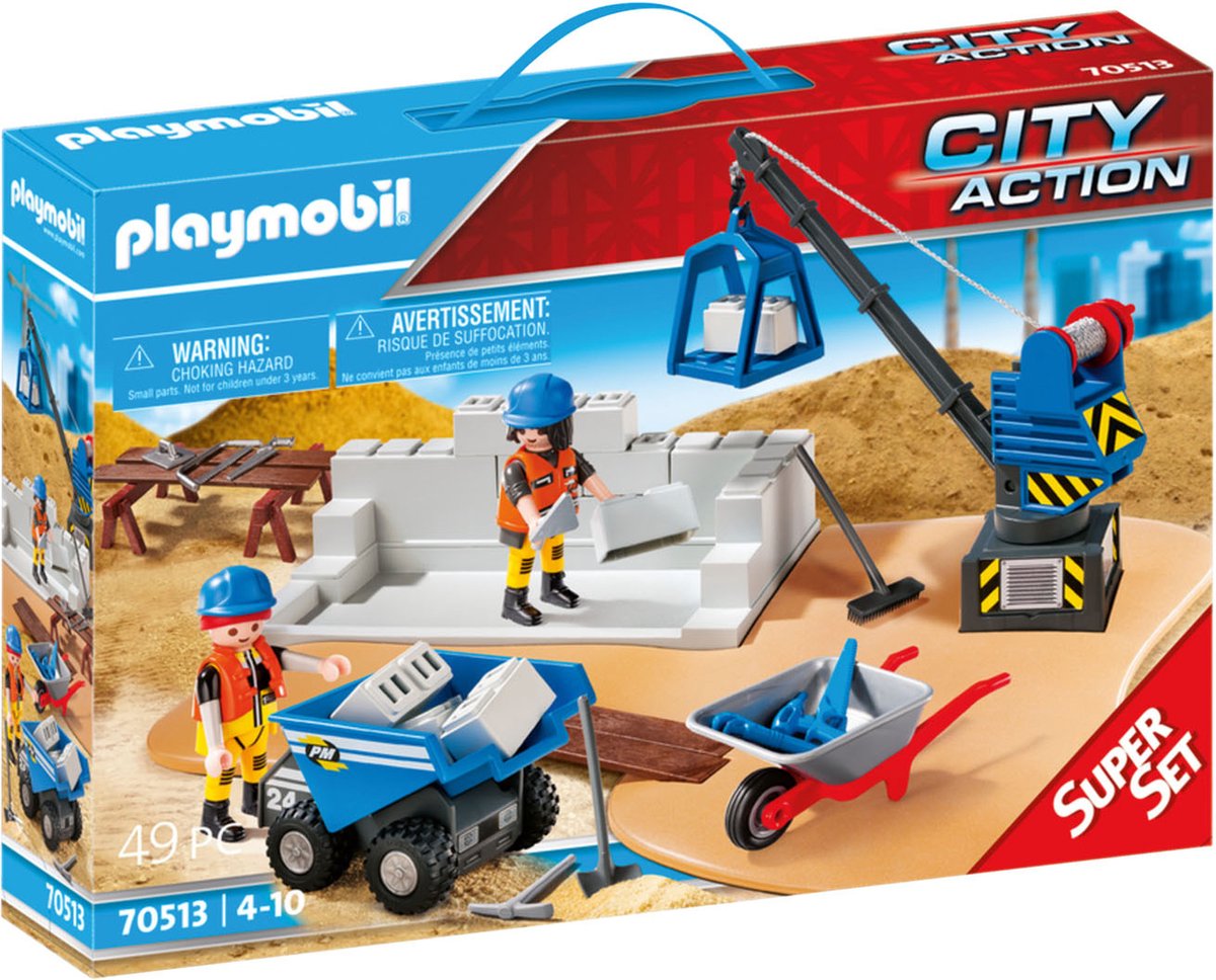 Playmobil 70445 Chargeuse sur Pneus- City Action - La Construction- La Vie  De Chantier Chantier : : Jeux et Jouets