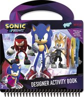 Livre d'activités Sonic Designer, dessin et écriture, livre d'autocollants couverture rigide avec autocollants et modèles, livre de vacances, astuce cadeau Totum Netflix