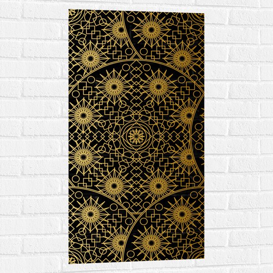 Muursticker - Borden met Gouden Geometrische Print - 50x100 cm Foto op Muursticker