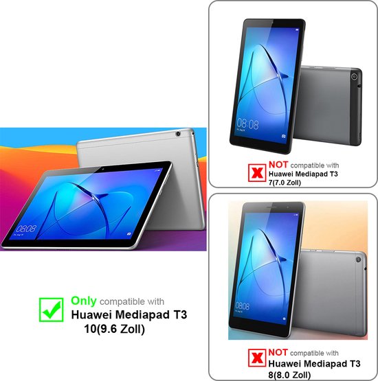 Étui pour tablette Cadorabo pour Huawei MediaPad T3 10 (9.6 Zoll) en NOIR ANCIEN - Housse de protection SANS réveil automatique, avec fonction de support et fermeture à bande élastique