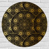 Muursticker Cirkel - Borden met Gouden Geometrische Print - 70x70 cm Foto op Muursticker