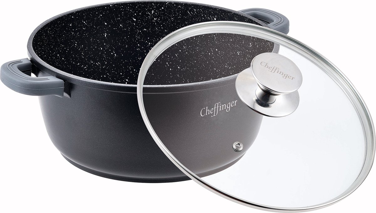 Cheffinger Braadpan met Deksel - 20cm - Zwart - Inductie