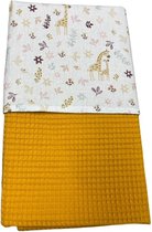 baby deken kinderwagen deken wieg deken giraffe bloem oker geel 60 x 90 cm