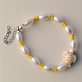 Bracelet de perles avec tortue - jaune