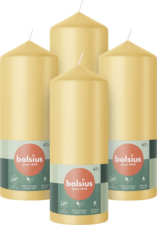 Bolsius - Bougies Bougies cylindriques - 15cm - 4 pièces - Beige