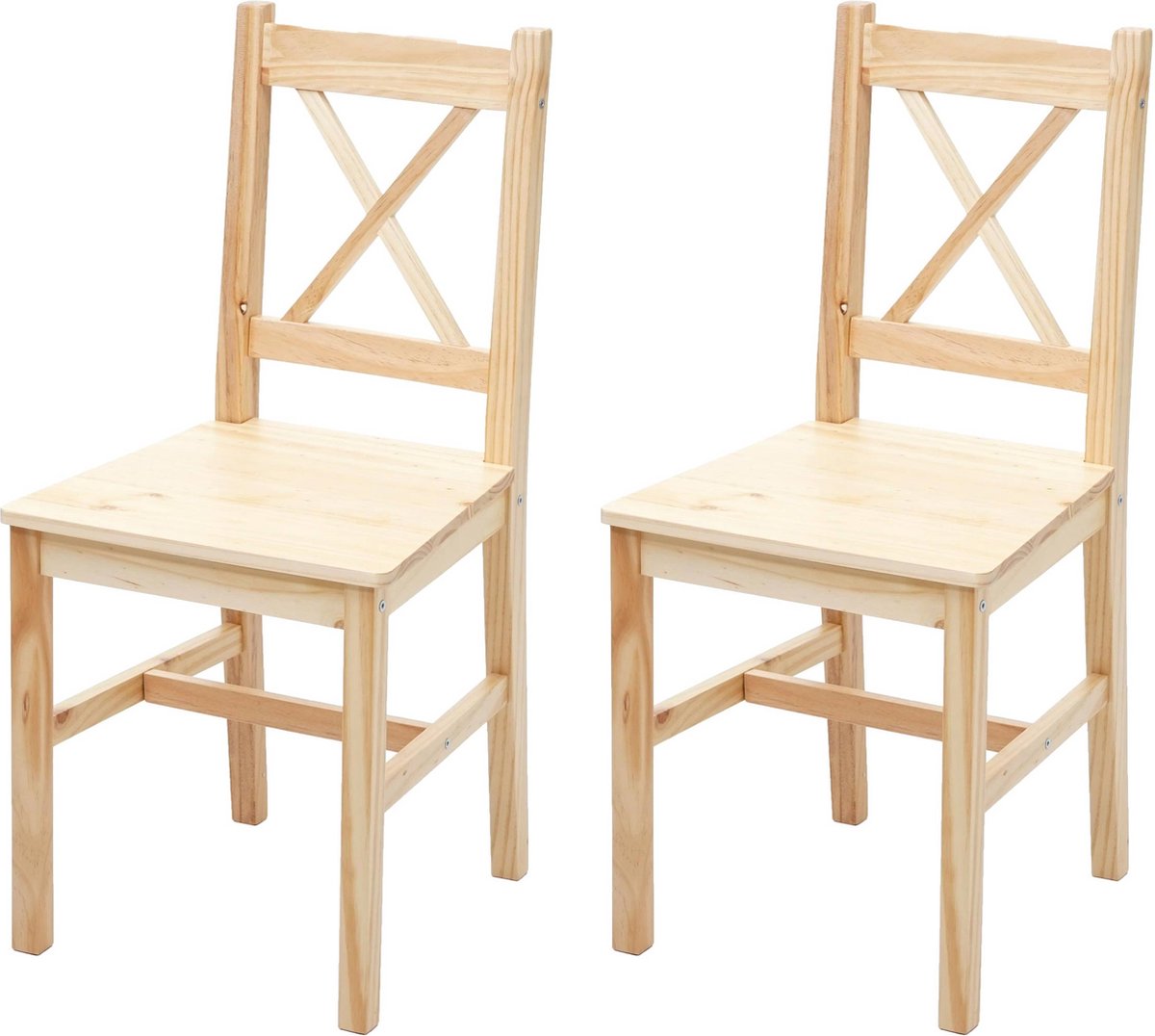 Vertolking Omleiden Vermindering Set van 2 eetkamerstoelen MCW-F77, relax keukenstoel stoel, massief hout  landhuis ~... | bol.com